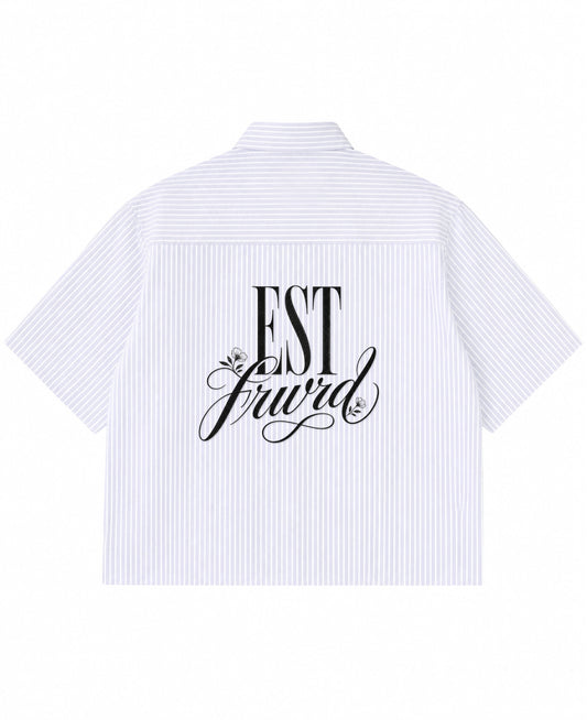 Blue Striped Oxford Boxy Shirt Back Design