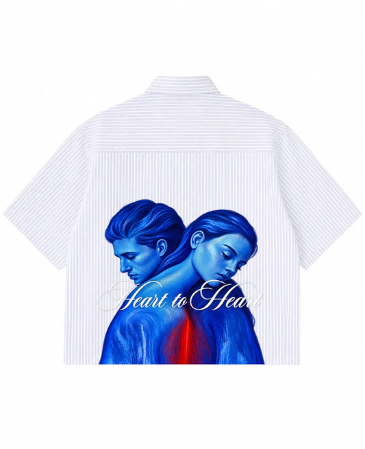 Blue Striped Oxford Boxy Shirt Back Design