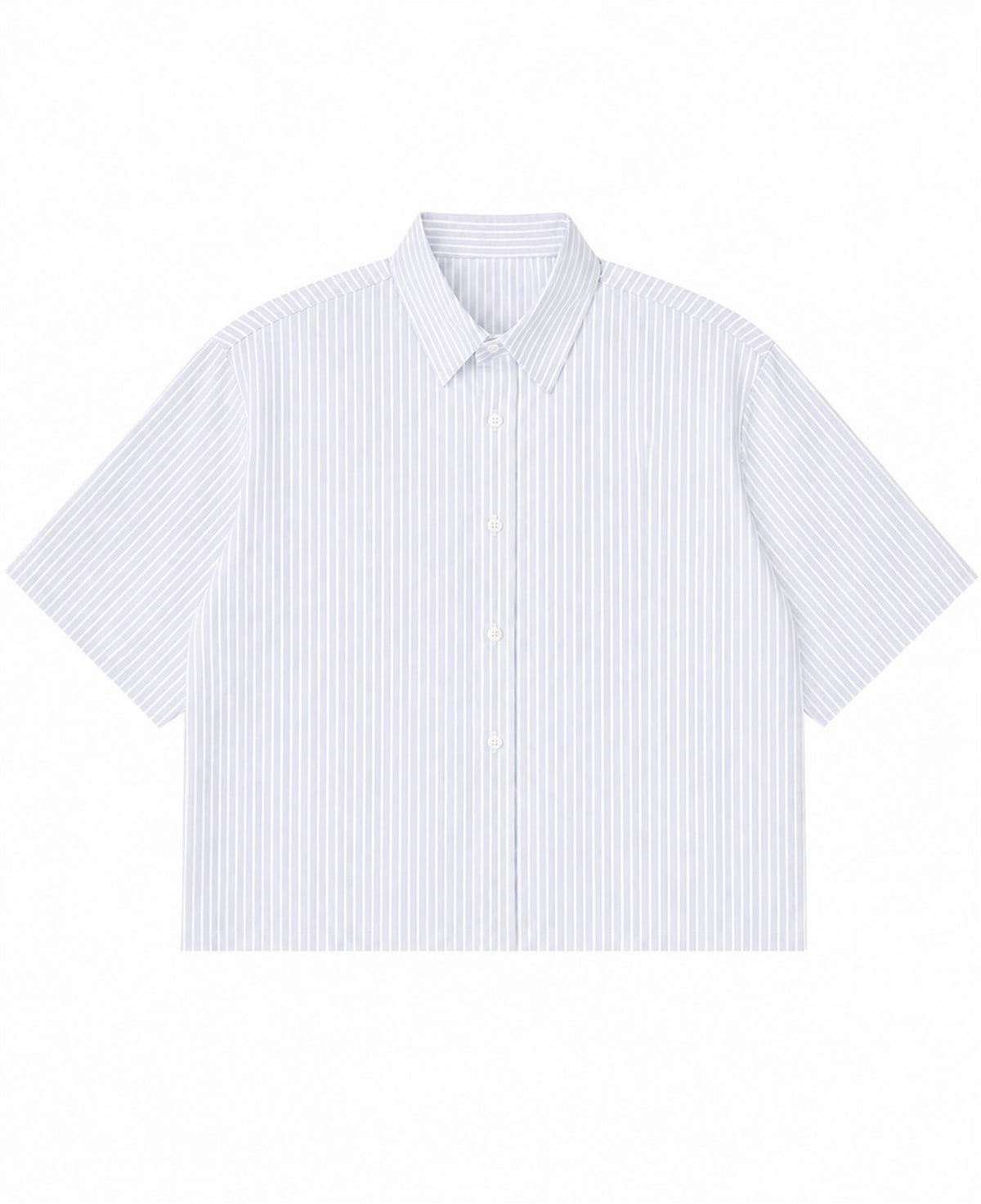 Blue Striped Oxford Boxy Shirt Front Design