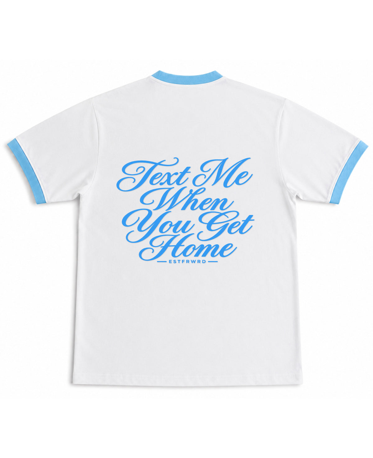 White & Sky Blue Ringer tee Back Design