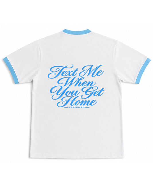 White & Sky Blue Ringer tee Back Design