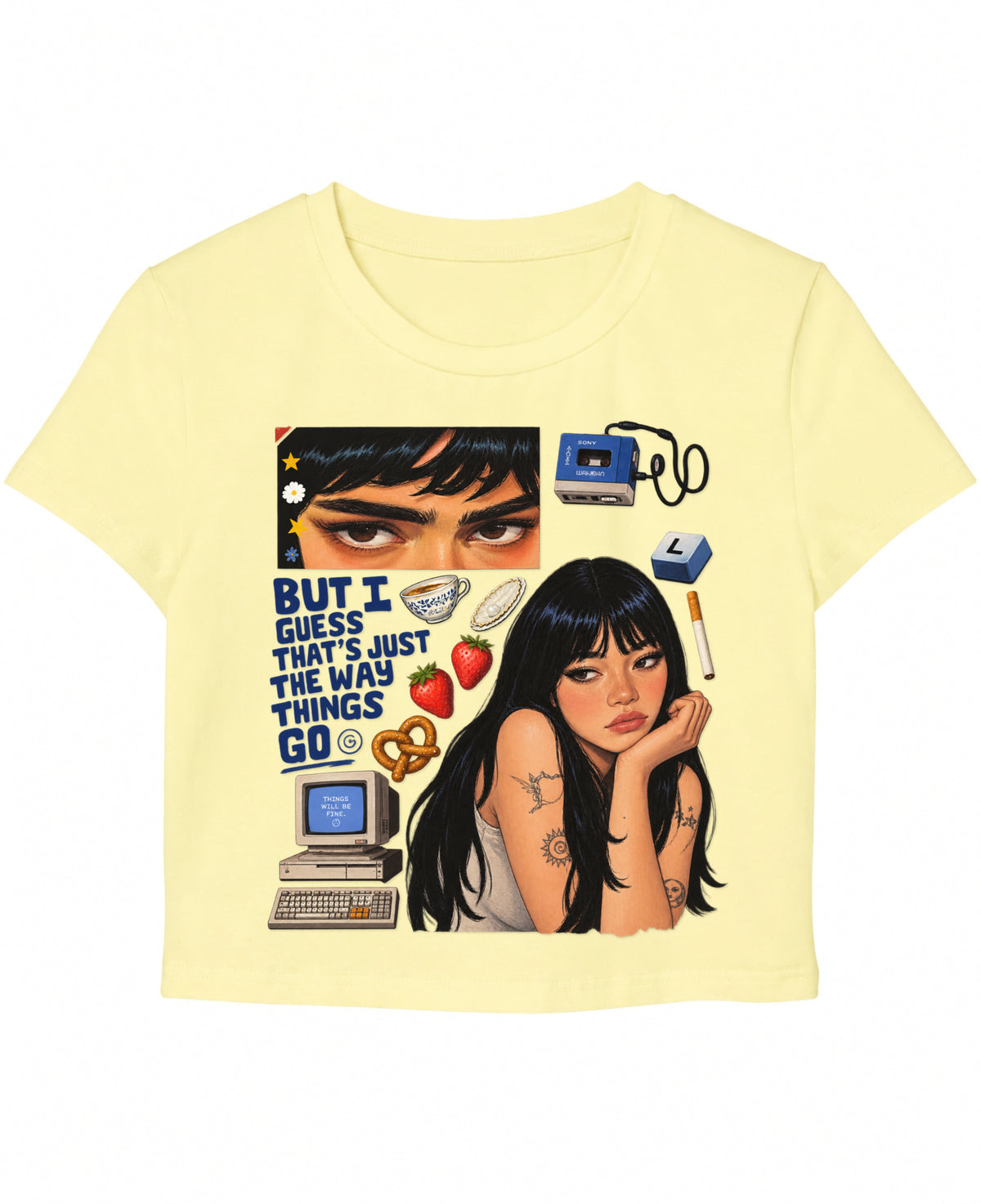 Butter Yellow Baby Tee Front Design
